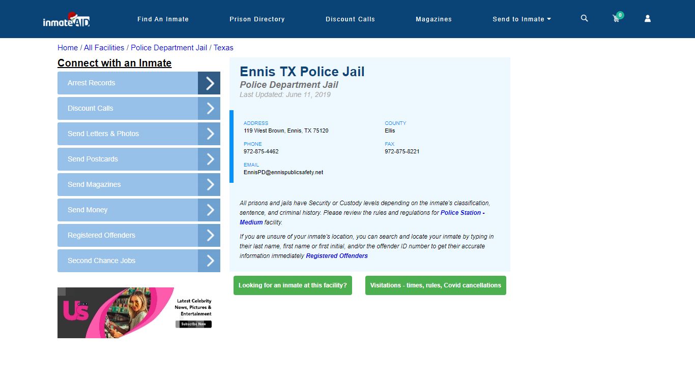 Ennis TX Police Jail & Inmate Search - Ennis, TX